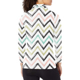 zigzag chevron paint pattern Women's Long Sleeve Polo Shirt
