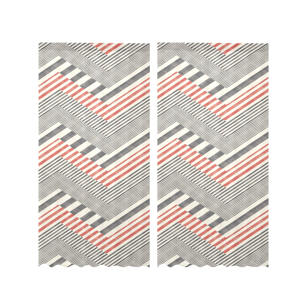 zigzag chevron striped pattern Gauze Curtain