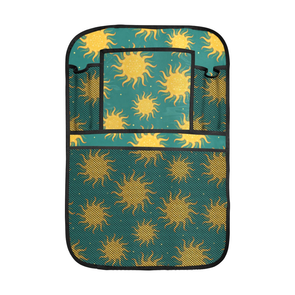 Sun green background Car Seat Back Organizer