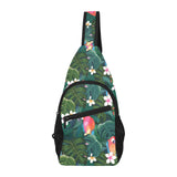 Parrot Palm tree leaves flower hibiscus pattern All Over Print Chest Bag
