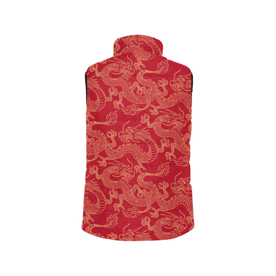 Gold dragons red background Men's Padded Vest