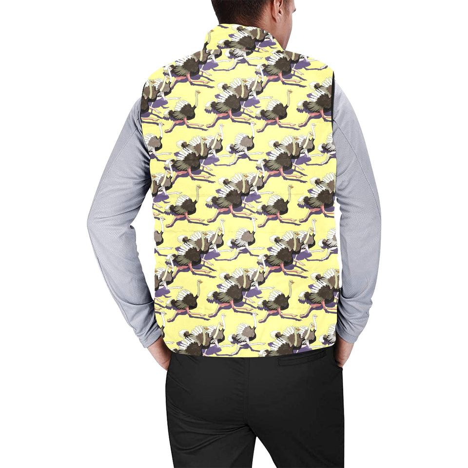 Ostrich Pattern Print Design 04 Men's Padded Vest