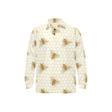 Bee honeycomb seamless design pattern Men's Long Sleeve Polo Shirt