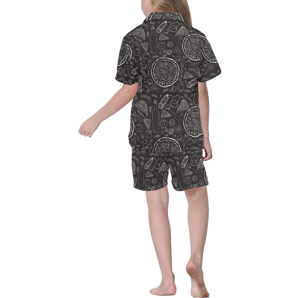 Pizza pattern Kids' Boys' Girls' V-Neck Short Pajama Set