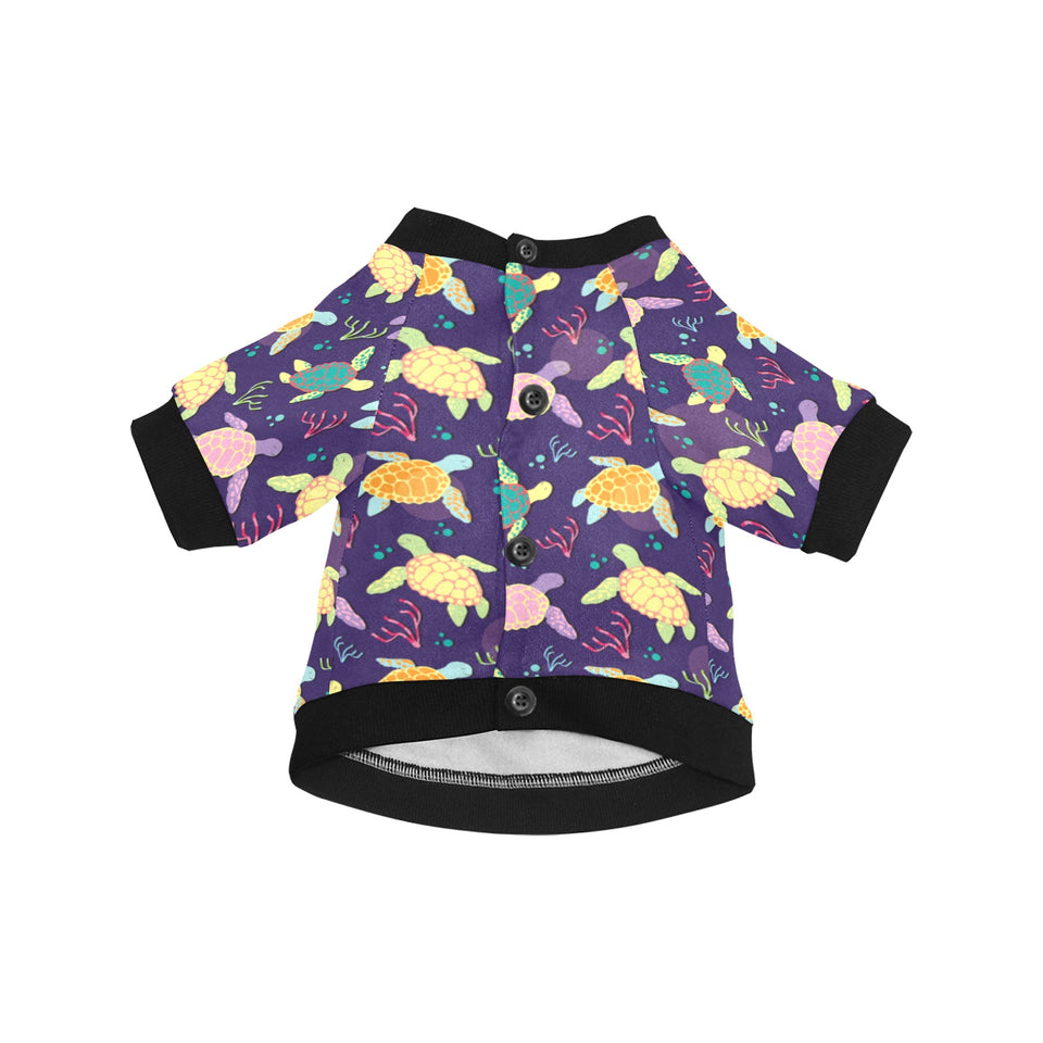 Colorful sea turtle pattern All Over Print Pet Dog Round Neck Fuzzy Shirt