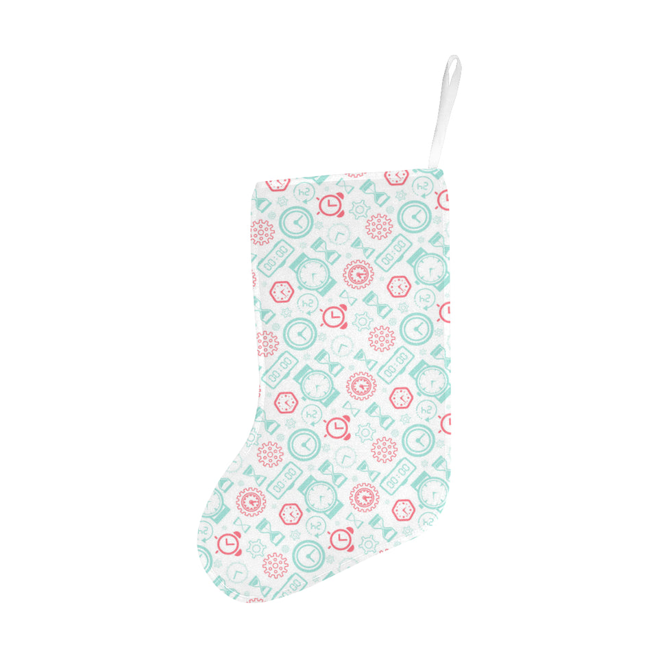 Clock time pattern blackground Christmas Stocking