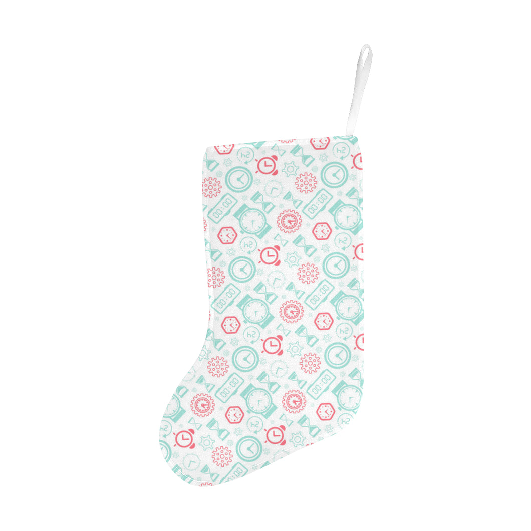 Clock time pattern blackground Christmas Stocking