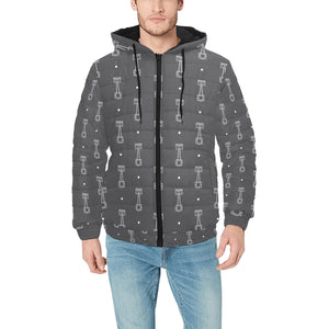 Engine Piston Black Background Pattern Design 02 Men's Padded Hooded Jacket