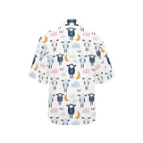 Cute sleeping sheep moon cloud pattern Women's All Over Print Hawaiian Shirt