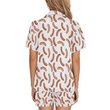 Sausage Pattern Print Design 04 Women's V-Neck Short Pajama Set