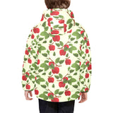 Red apples leaves pattern Kids' Boys' Girls' Padded Hooded Jacket