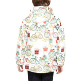 Bicycle Pattern Print Design 05 Kids' Boys' Girls' Padded Hooded Jacket