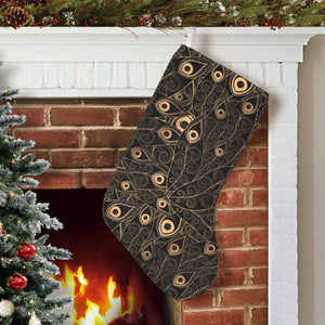 Gold peacock feather pattern Christmas Stocking