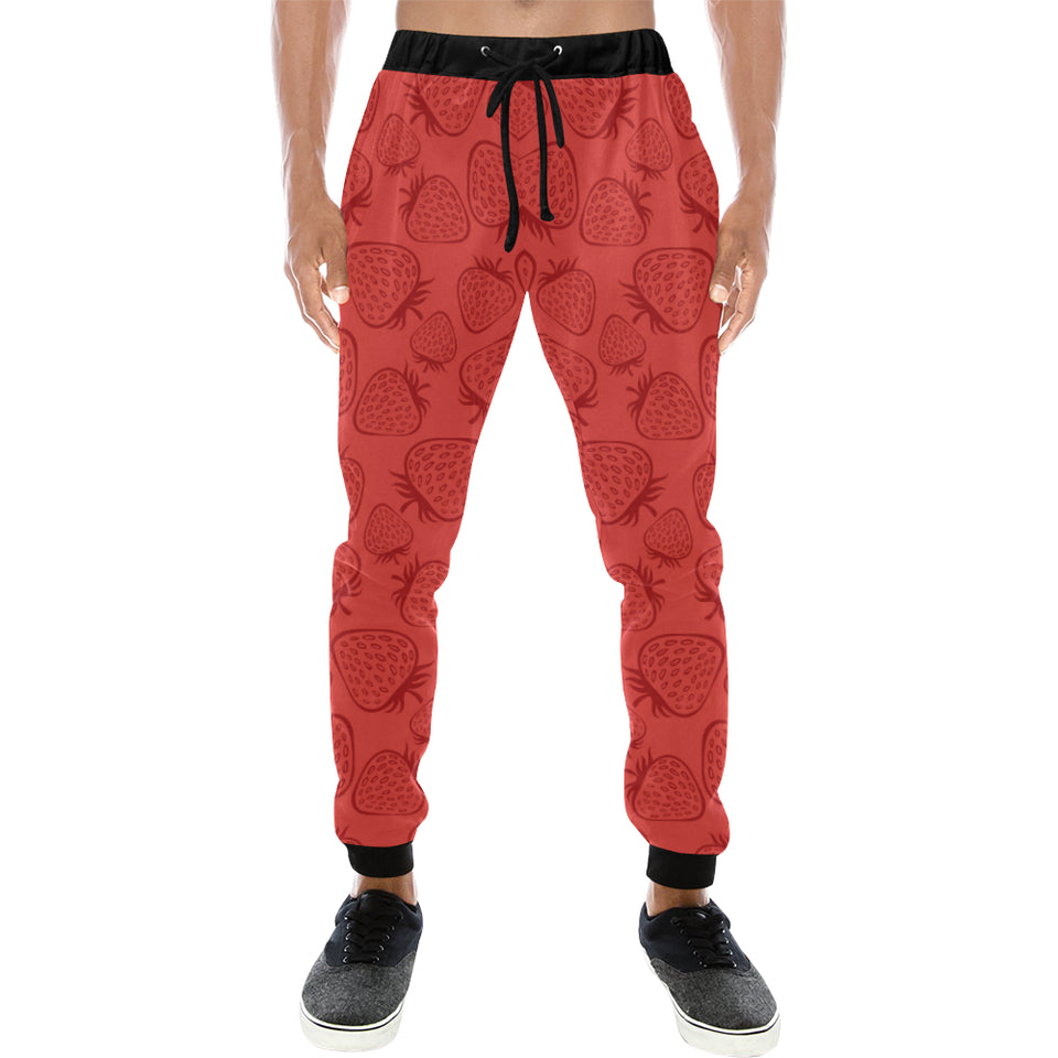 strawberry pattern red background Unisex Casual Sweatpants