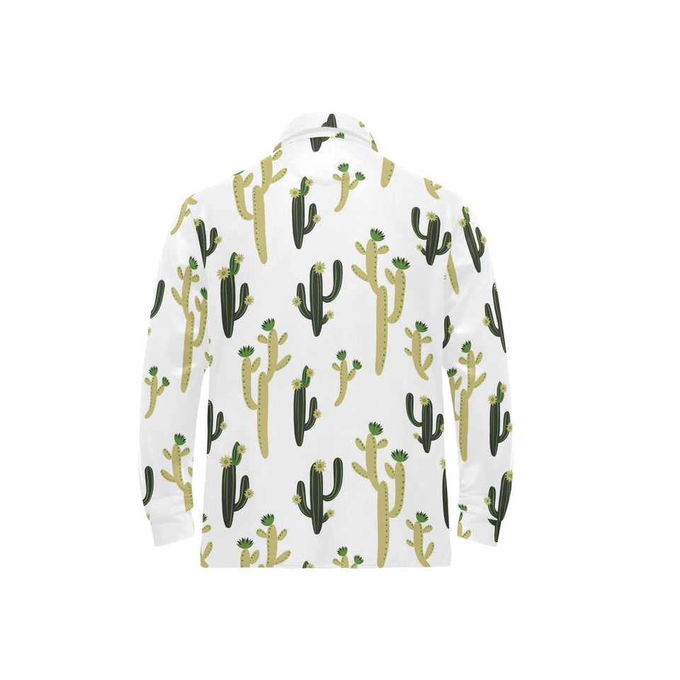 Cute cactus pattern Men's Long Sleeve Polo Shirt