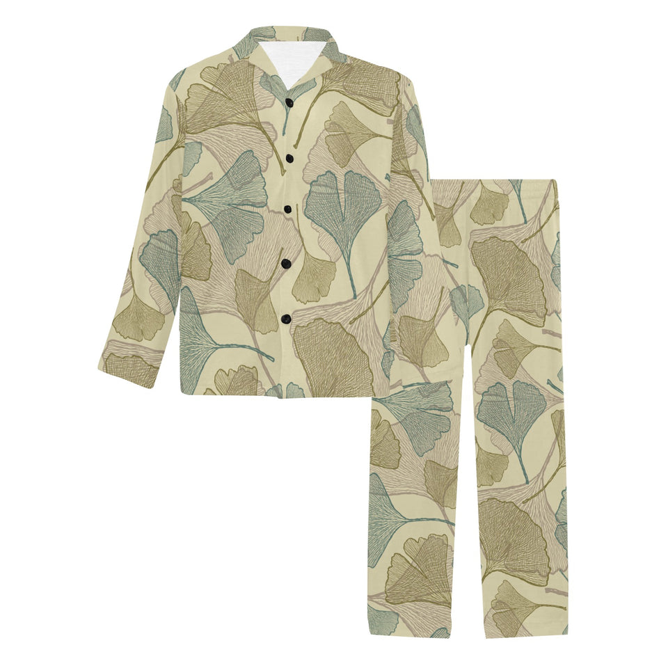 Ginkgo leaves design pattern Men's Long Pajama Set