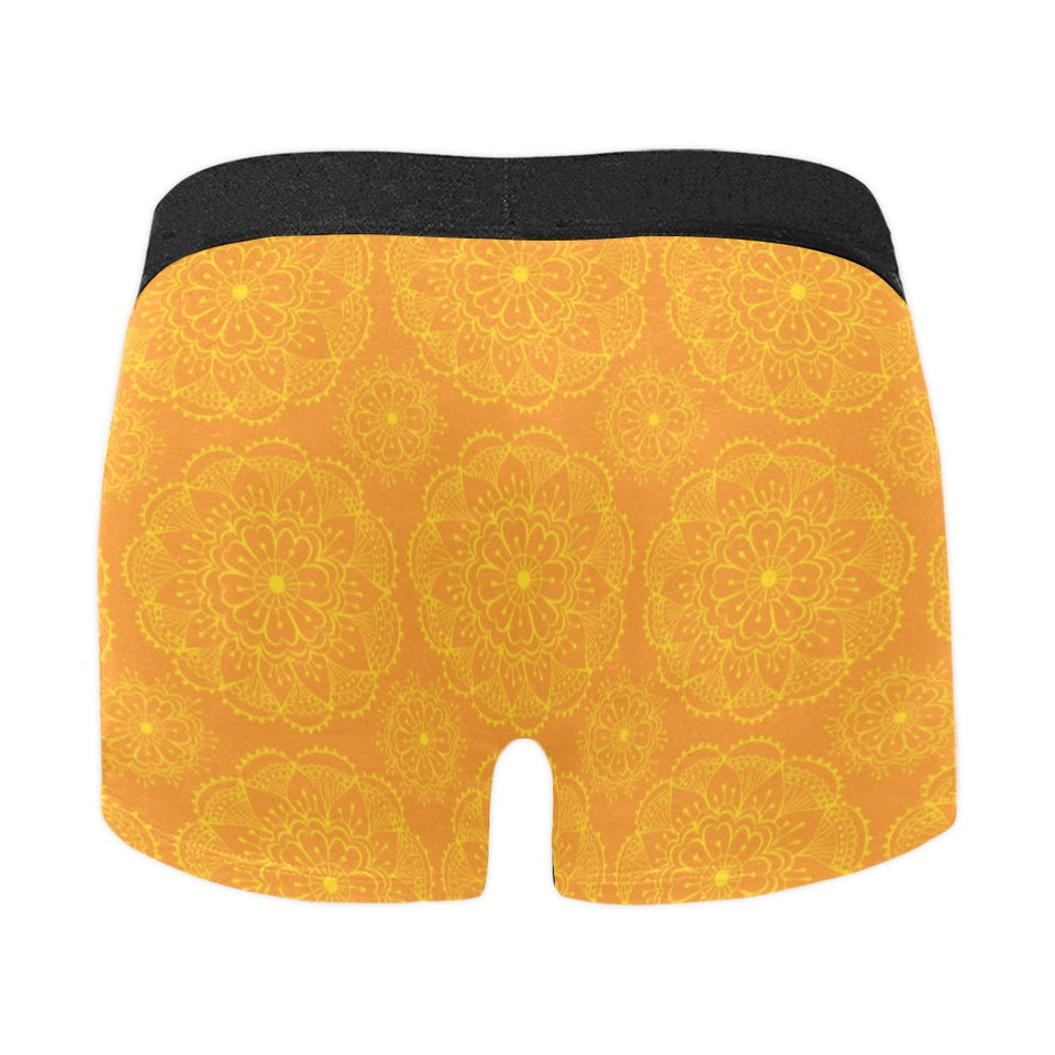 Orange traditional indian element pattern Men's All Over Print Boxer Briefs Men's Underwear