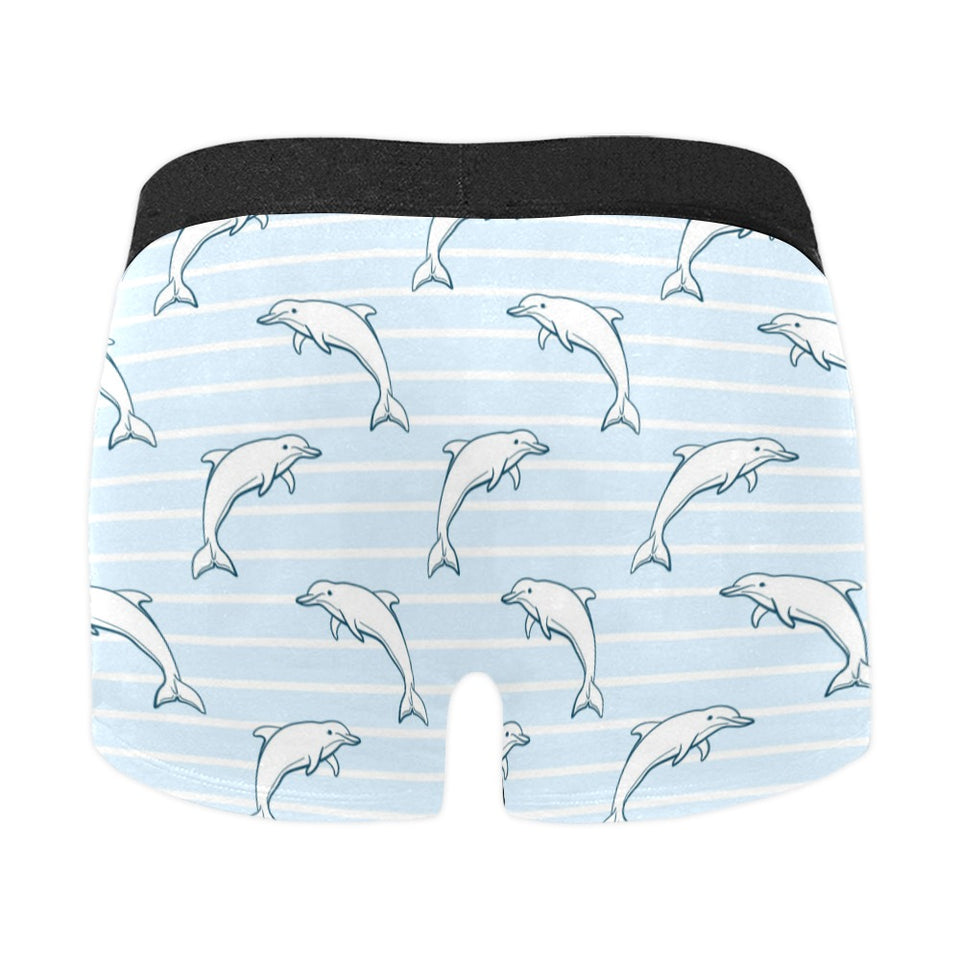 Dolphin blue striped background Men's All Over Print Boxer Briefs Men's Underwear