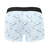 Dolphin blue striped background Men's All Over Print Boxer Briefs Men's Underwear