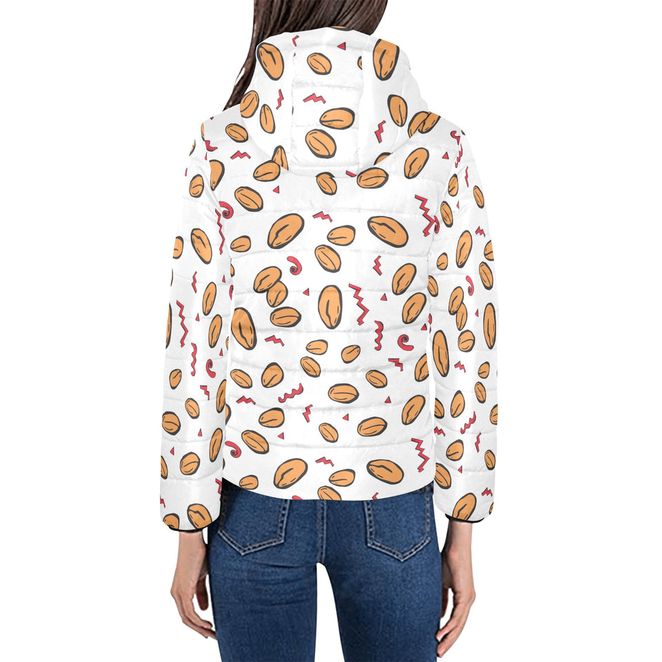 peanuts pattern background Women's Padded Hooded Jacket