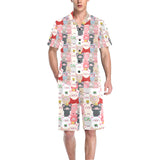 Pig Pattern Print Design 02 Men's V-Neck Short Pajama Set