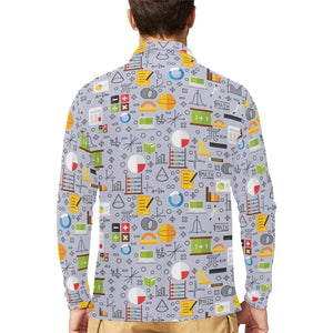 Math Pattern Print Design 04 Men's Long Sleeve Polo Shirt