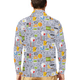 Math Pattern Print Design 04 Men's Long Sleeve Polo Shirt