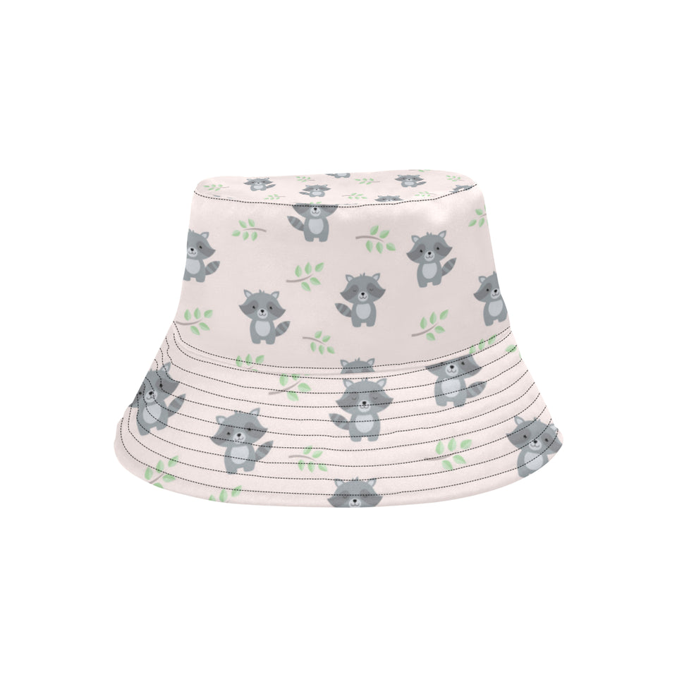 cute raccoons leaves pattern Unisex Bucket Hat
