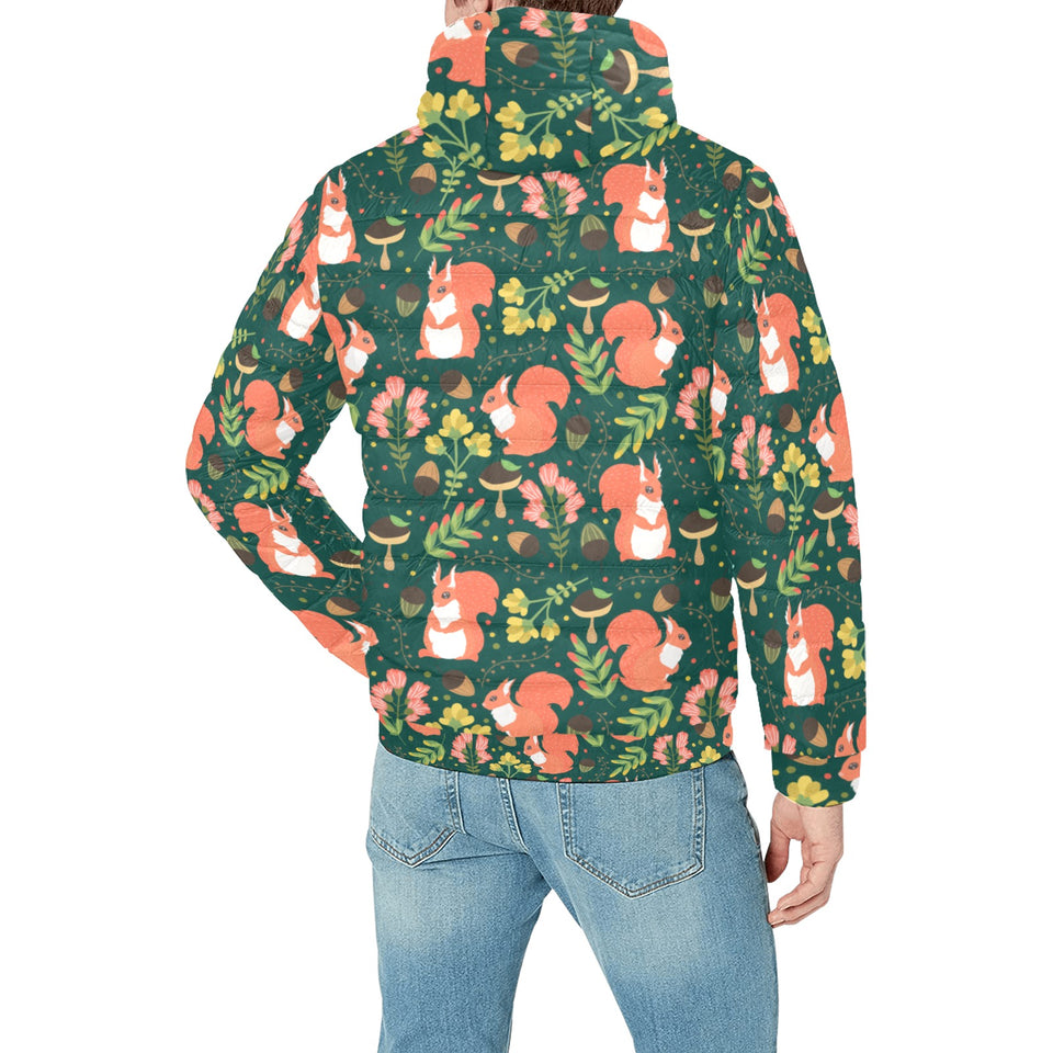 Squirrel Pattern Print Design 03 Men's Padded Hooded Jacket