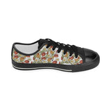 Red tulips and daffodils pattern Kids' Boys' Girls' Low Top Canvas Shoes Black