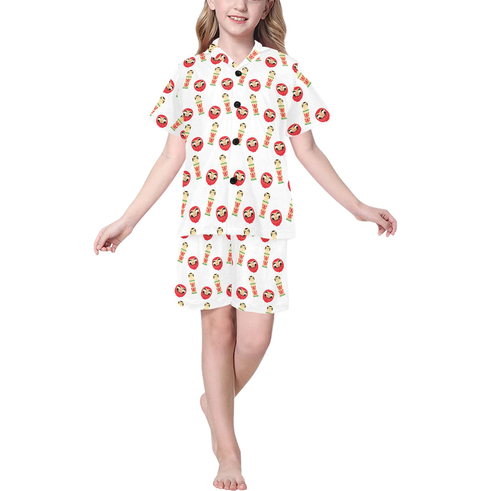 Daruma japanese wooden doll Kids' Boys' Girls' V-Neck Short Pajama Set