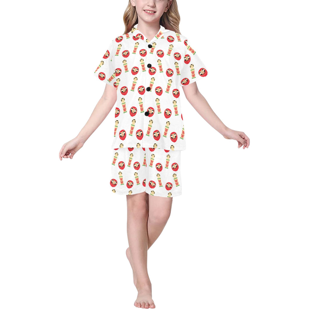 Daruma japanese wooden doll Kids' Boys' Girls' V-Neck Short Pajama Set