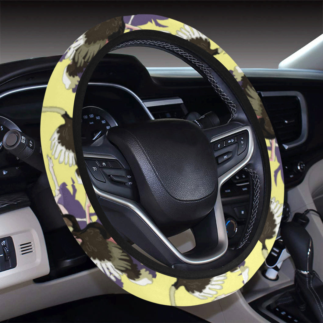 Ostrich Pattern Print Design 04 Car Steering Wheel Cover