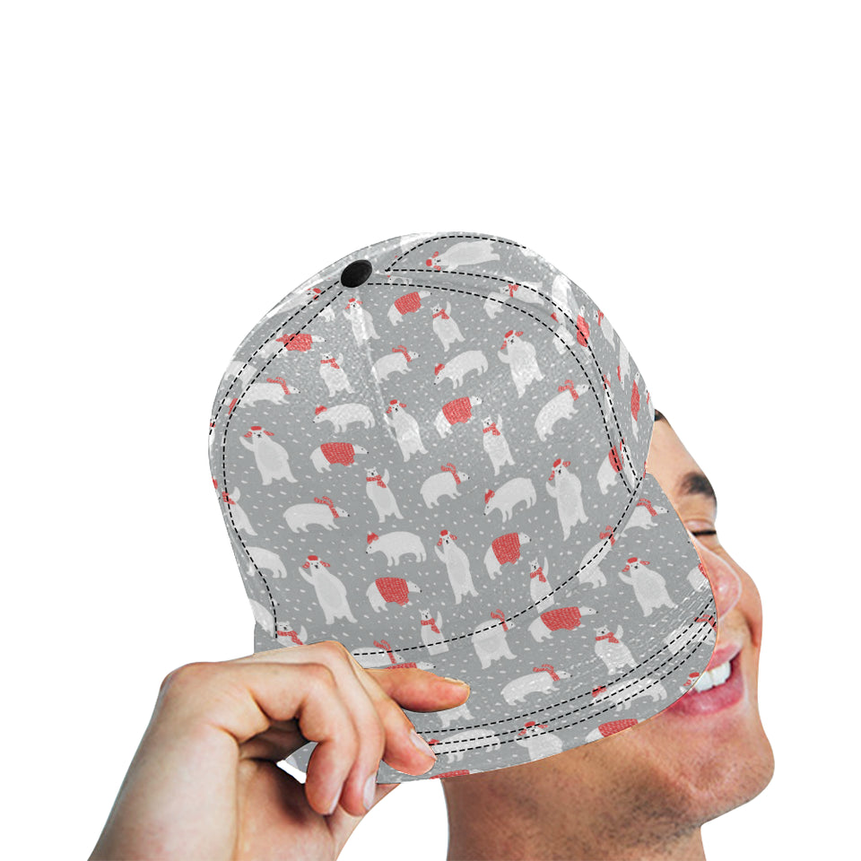 Cute polar bear christmas snow pattern All Over Print Snapback Cap