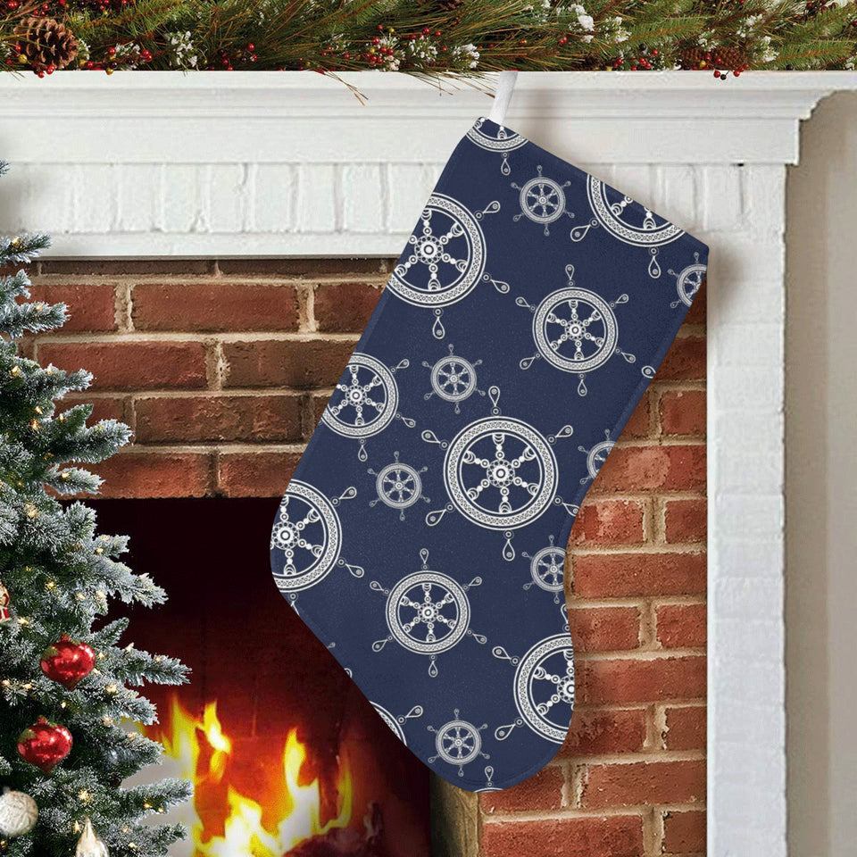 nautical steering wheel design pattern Christmas Stocking
