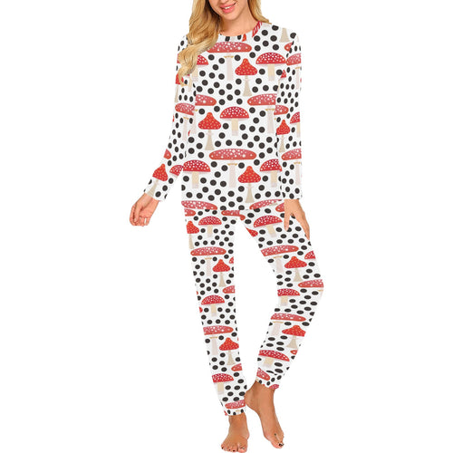 Red mushroom dot pattern Women's All Over Print Pajama Set