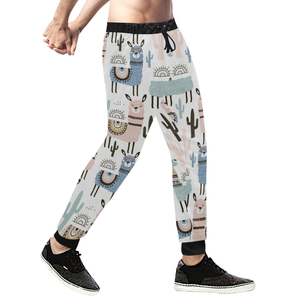 lama Alpaca cactus hand drawn pattern Unisex Casual Sweatpants