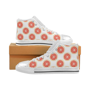 Grapefruit pattern Women's High Top Canvas Shoes White