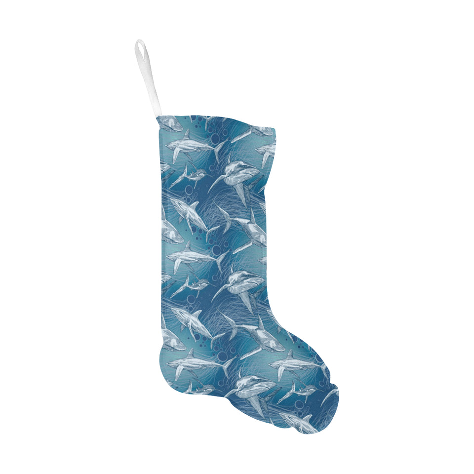 Shark hand drawn Christmas Stocking
