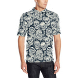 Sugar skull black white pattern Men's All Over Print Polo Shirt