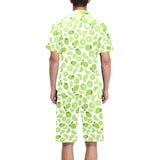 Lime design pattern Men's V-Neck Short Pajama Set