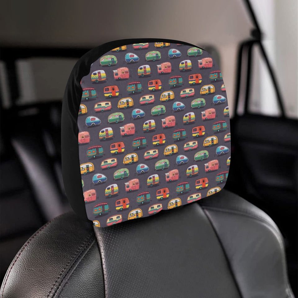 Camper Van Pattern Print Design 02 Car Headrest Cover