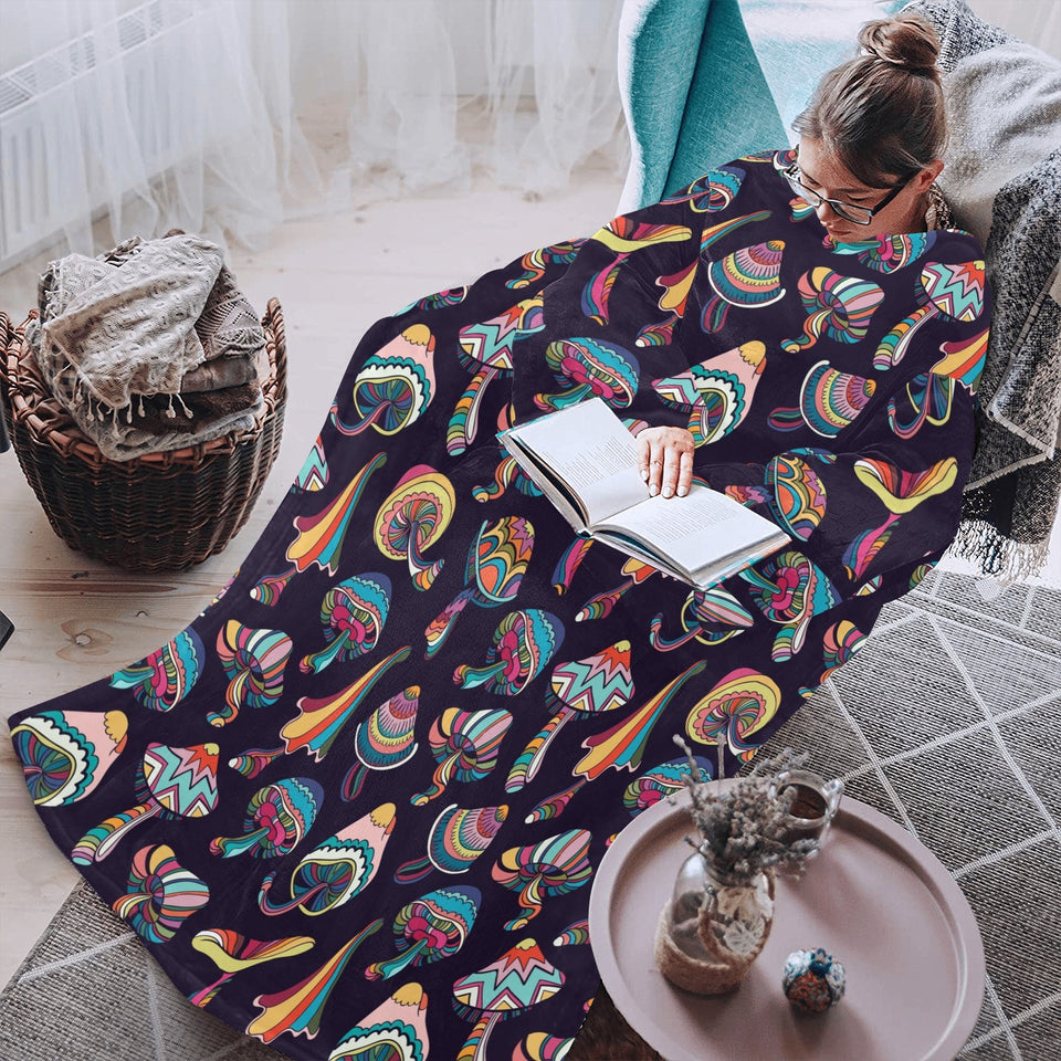 Colorful mushroom pattern Blanket Robe with Sleeves