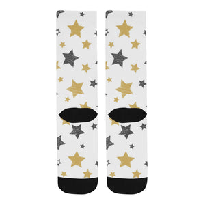hand drawn gold black star pattern Crew Socks