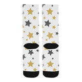 hand drawn gold black star pattern Crew Socks