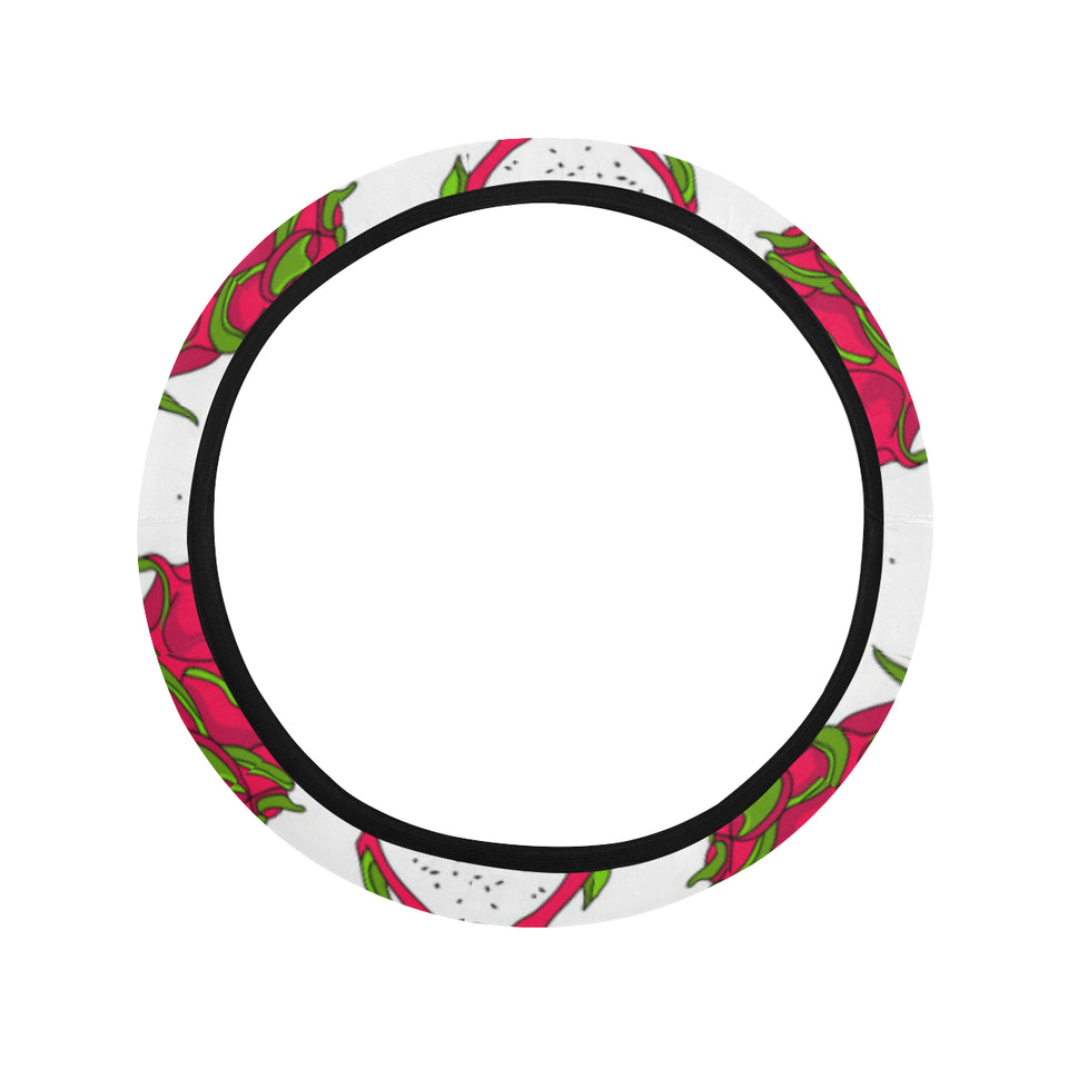 dragon fruits white background Car Steering Wheel Cover