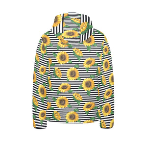 sunflowers ribbon background Kids' Boys' Girls' Padded Hooded Jacket