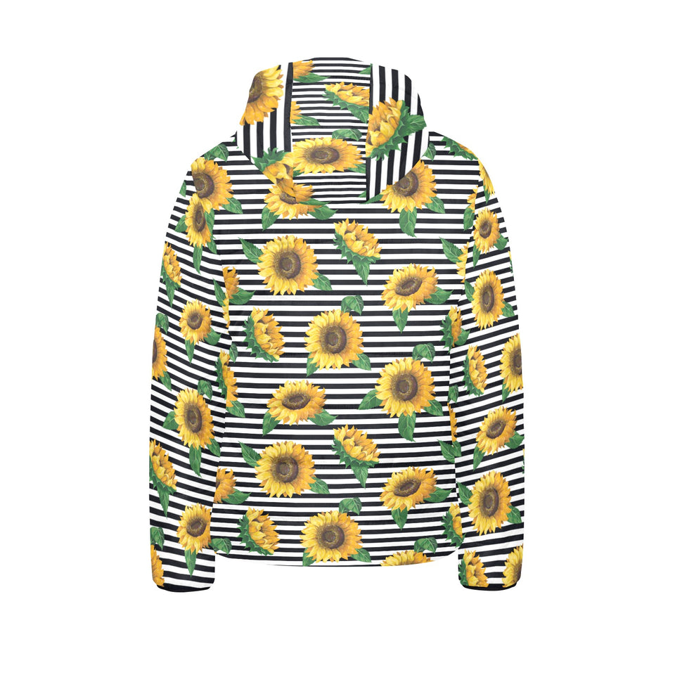 sunflowers ribbon background Kids' Boys' Girls' Padded Hooded Jacket