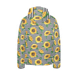 sunflowers ribbon background Kids' Boys' Girls' Padded Hooded Jacket