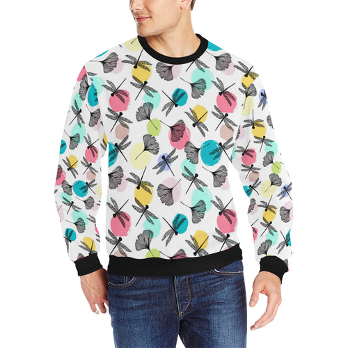 Dragonflies ginkgo leaves pattern Men's Crew Neck Sweatshirt